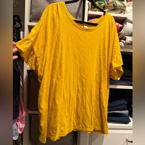 Old Navy Mustard Yellow Tee with Eyelet Sleeves